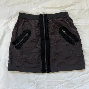 Leifnotes (by Anthropologie) Dark Gray Quilted Zippered Mini Skirt